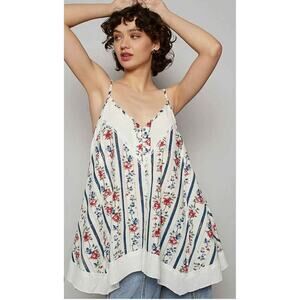 POL floral print V neck Spaghetti Strap Tank